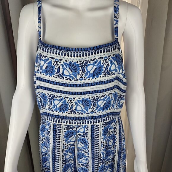Ann Taylor Loft Petites Spaghetti Strap Zipper Back Pleated Blue Dress Size 12P - Picture 2 of 10